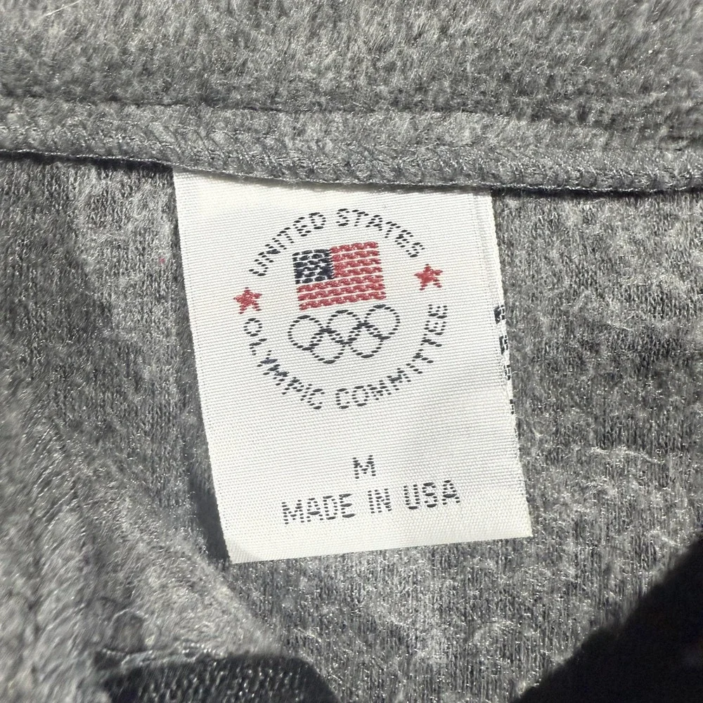 United States Olympic Committee Vest Mens Medium Gray‎ Fleece Full Zip USA Logo